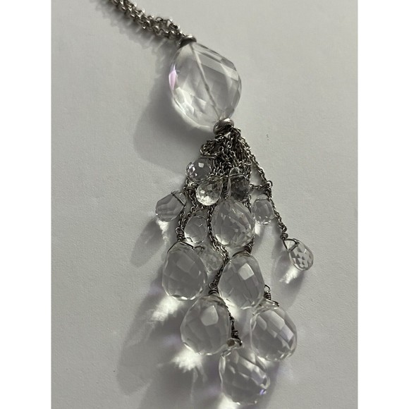 STERLING SILVER Crystal Rock NECKLACE 23” W/Bracelet 7.5” Set - Picture 13 of 16